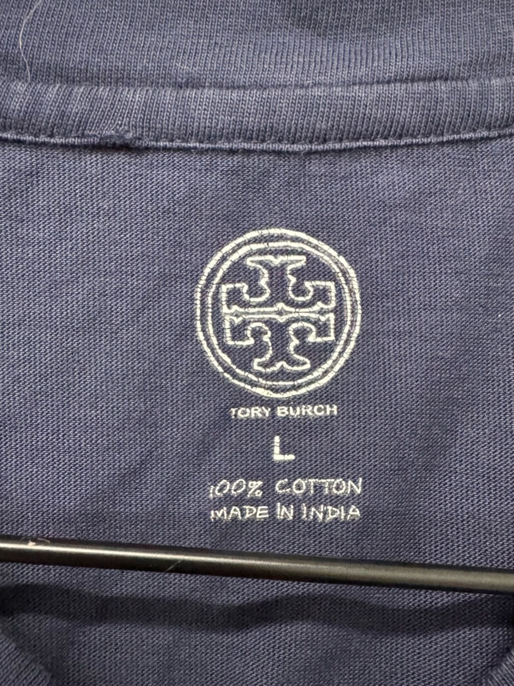 Tory Burch Buddy Logo Tee Top T-Shirt Navy Large - Picture 3 of 8